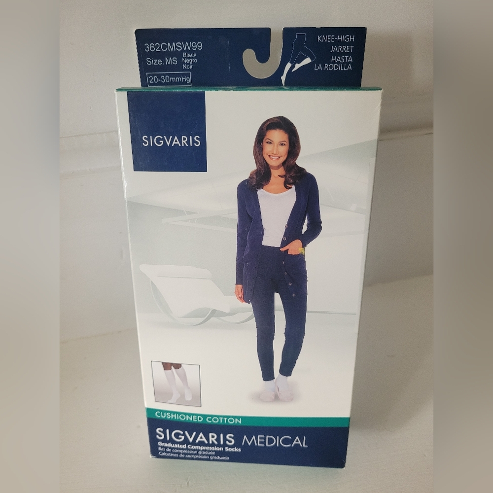 SIGVARIS NEW IN BOX Graduated Compression Socks Knee High Black Size MS